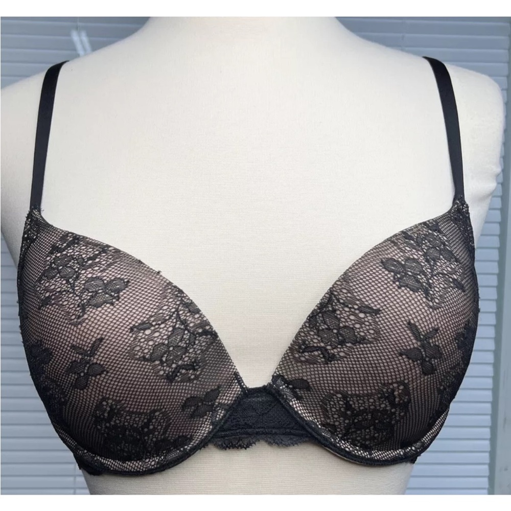 Victoria’s Secret Biofit Uplift Bra Black-Nude-Lace 34C New With Tag $48